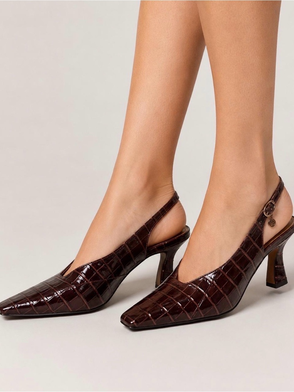 J.Renée Brown Croc Embossed Slingback Heels – Size 8.5M